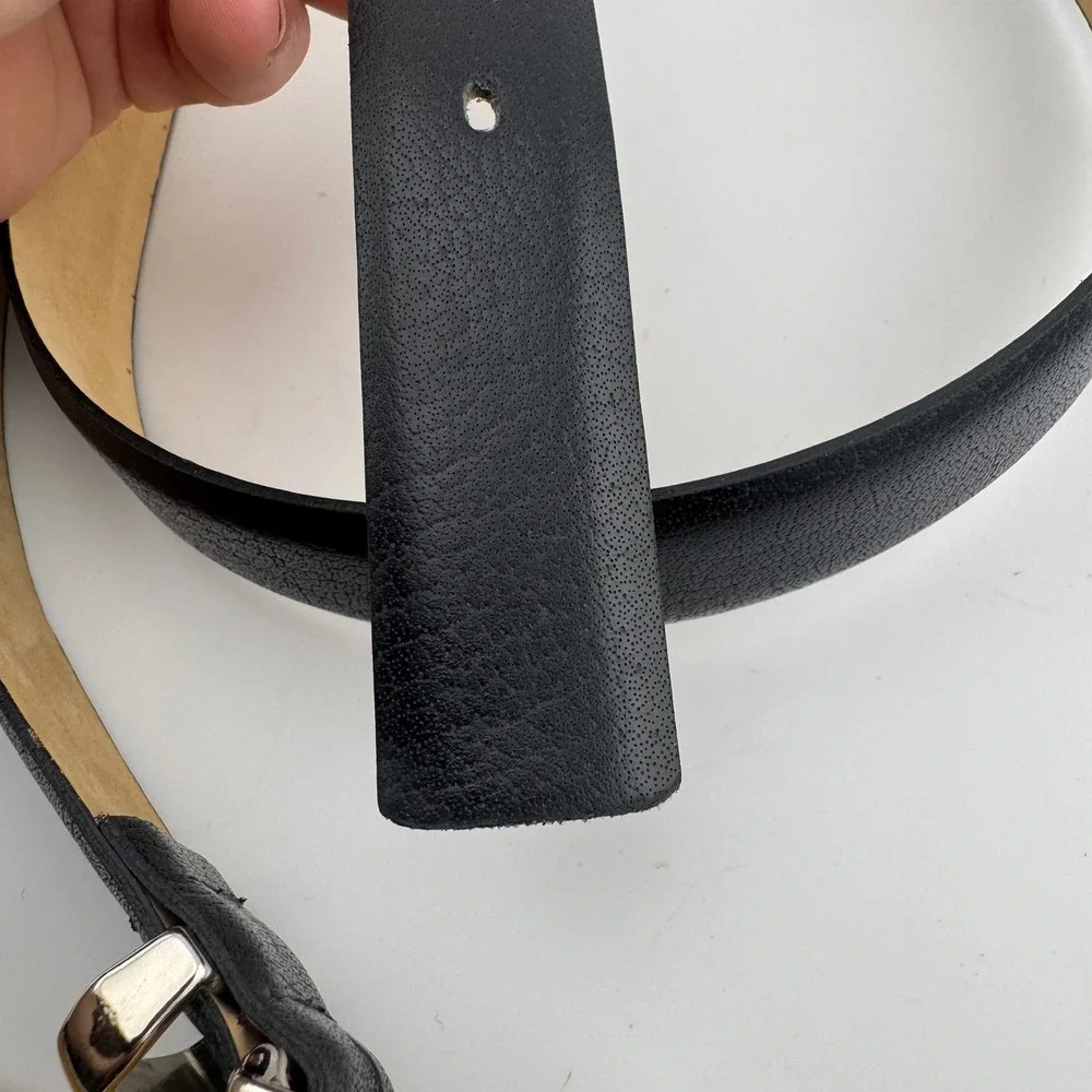 Manhattan Belt Size‎ 40 Black Excellent Buffalo Grained Cowhide Made in USA